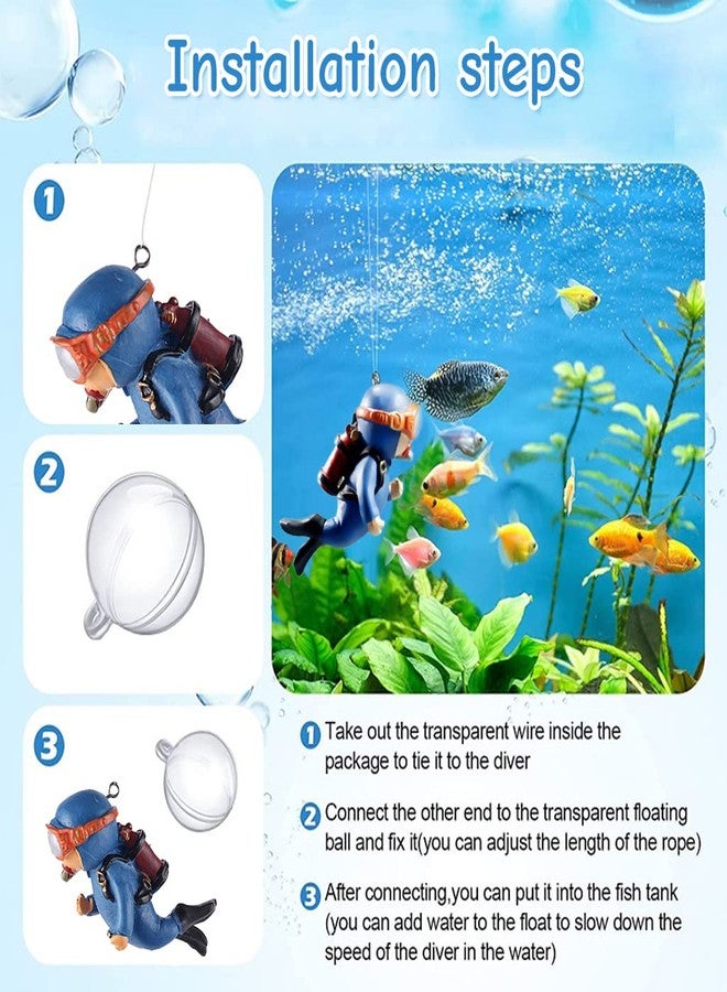 Optifit® 2 Pcs Aquarium Floating Cartoon Diver Cute Resin Aquarium Decorative Items Fish Aquarium Decoration,7 * 3cm,Floating on Water Aquarium Decorative Items Ornament for Fish Aquarium - Image 5